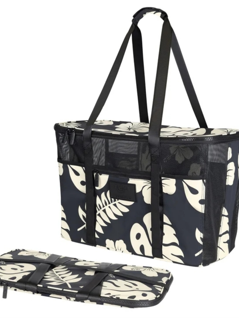 NWT ALOHA Collection + CleverMade Collapsible Beach Tote | Black | 42 L